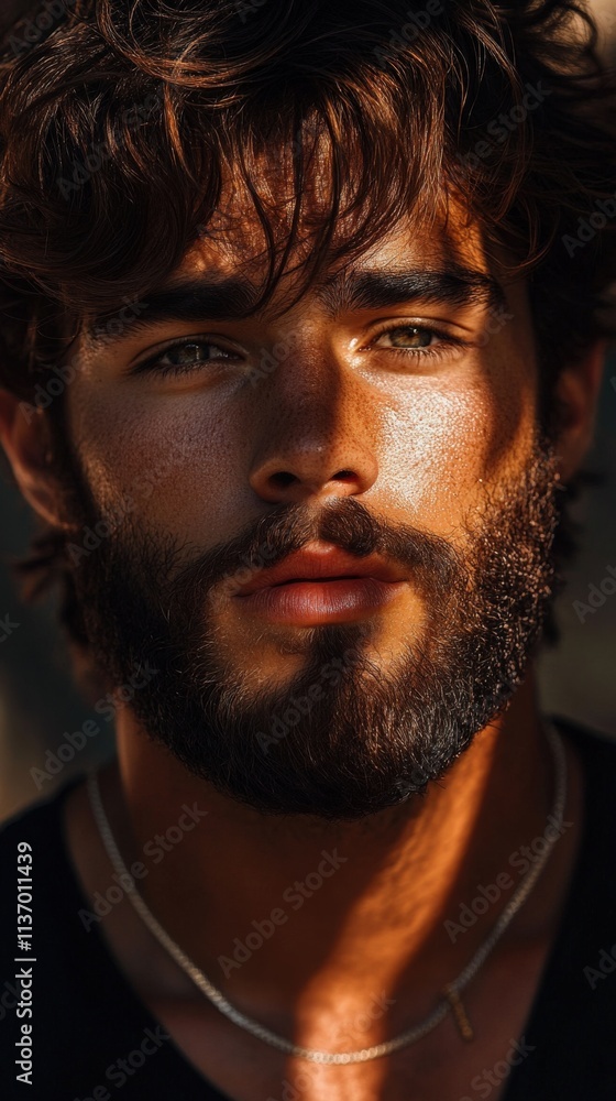 Fototapeta premium Intense Portrait of a Young Man with Beard