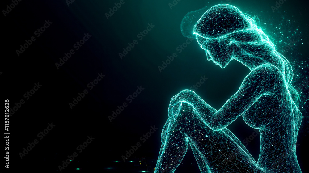 A woman sitting on the ground with her head in her hands A woman sitting on the ground with her head in her hands