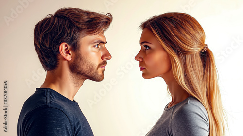 A man and a woman looking at each other photo