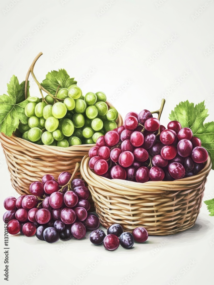 red and green grapes served in baskets background red and green grapes served in baskets background