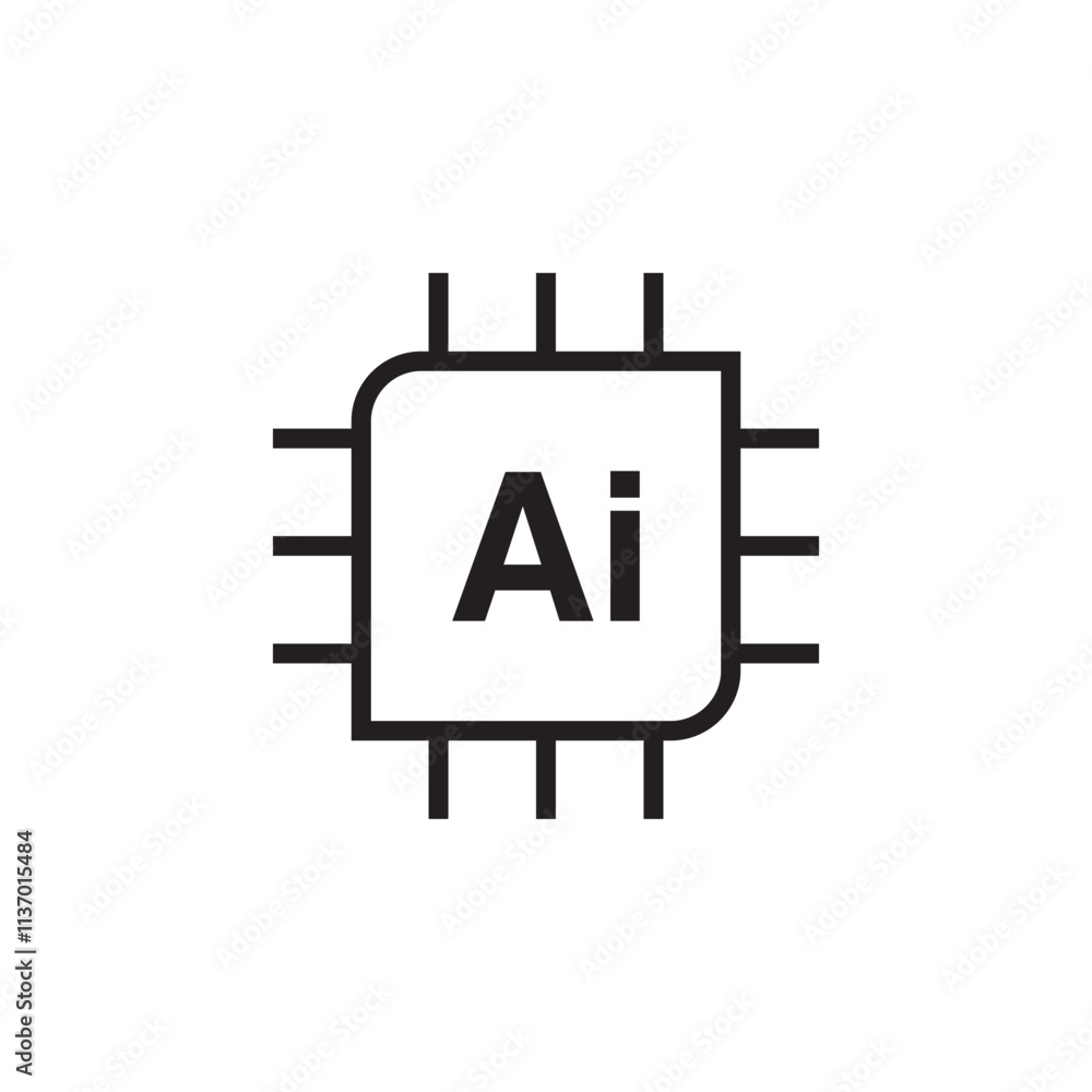 ai chip circuit icon vector eps outline ai chip circuit icon vector eps outline
