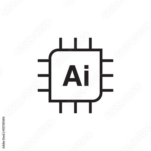 ai chip circuit icon vector eps outline 