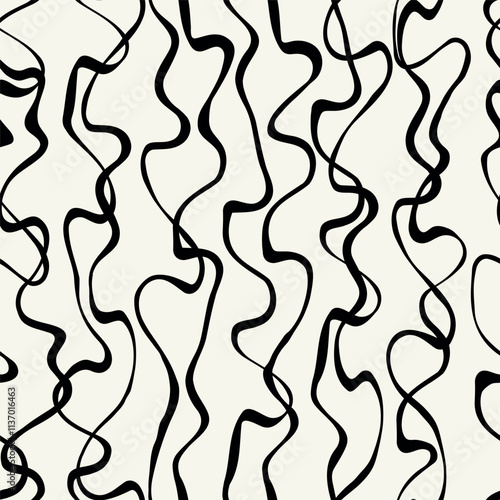 Vector seamless pattern. Modern stylish texture with smooth natural grid. Repeating abstract tileable background. Zigzag from organic shapes. Trendy surface design.