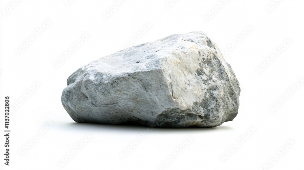 Fototapeta premium A Serene Still Life: Majestic Grey Rock on White, Nature's Sculpture