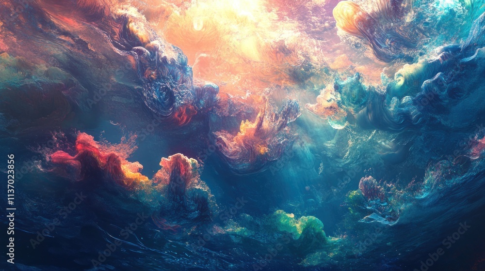 Fototapeta premium Submerged Dreamscape: A vibrant underwater fantasy