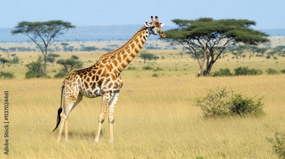 Giraffe in the African Savanna: A Majestic Creature Giraffe in the African Savanna: A Majestic Creature