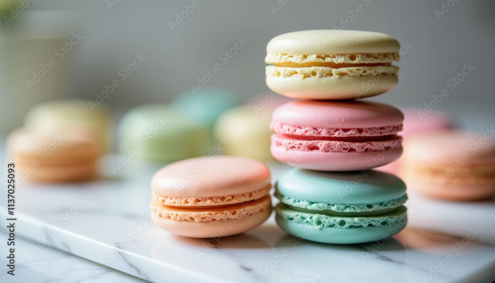 Obraz premium A Stack of Delectable Colorful Macarons