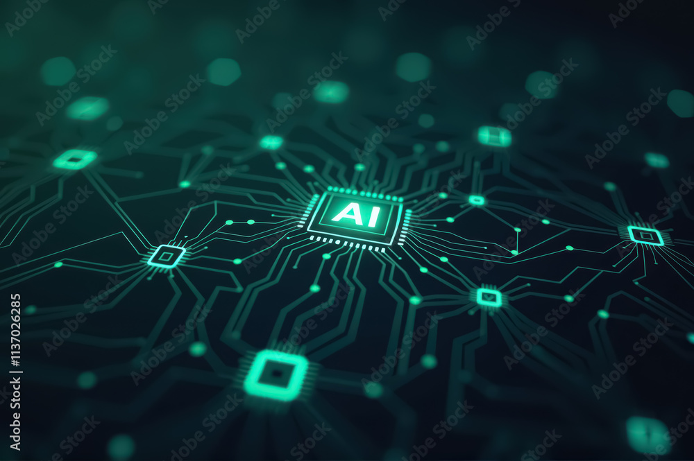 Futuristic ai circuit illustration highlighting network connections Futuristic ai circuit illustration highlighting network connections