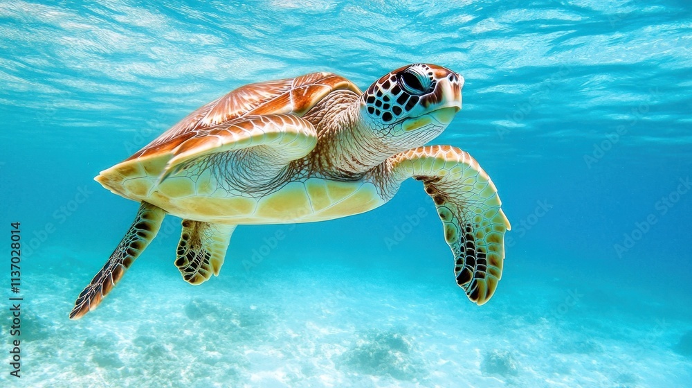 Fototapeta premium Majestic Sea Turtle Underwater Grace