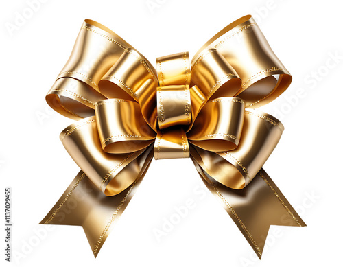 Golden Gift Bow with Textured Loops for Special Occasions