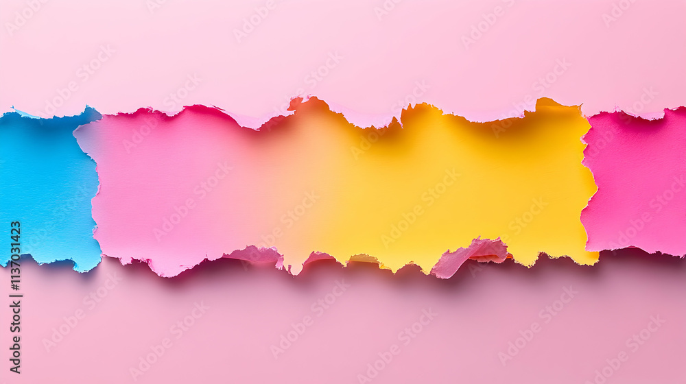 Obraz premium Abstract Pastel Torn Paper Background, Colorful, vibrant, ripped edges create a playful, joyful design element perfect for branding, websites, and social media.