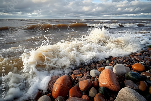 Waves Crashing on a Rocky Shore photo