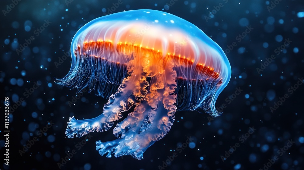 Fototapeta premium Vibrant Bioluminescent Jellyfish