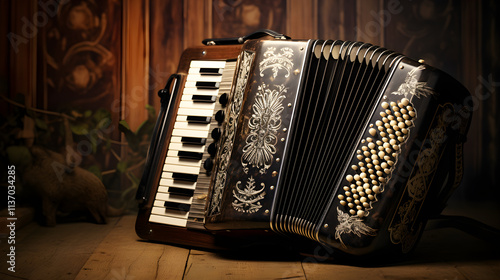 Vintage Accordion: A Tribute to the Rich History of Music - Stock Photo photo