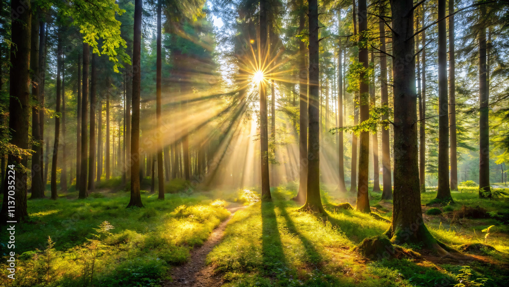 Fototapeta premium Forest Clearing with Sunlight