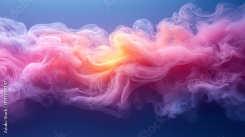 Abstract swirling pink and yellow clouds in a vibrant dreamy sky photo