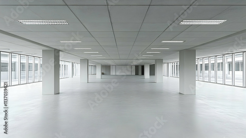 Empty Modern Office Space with Glass Walls