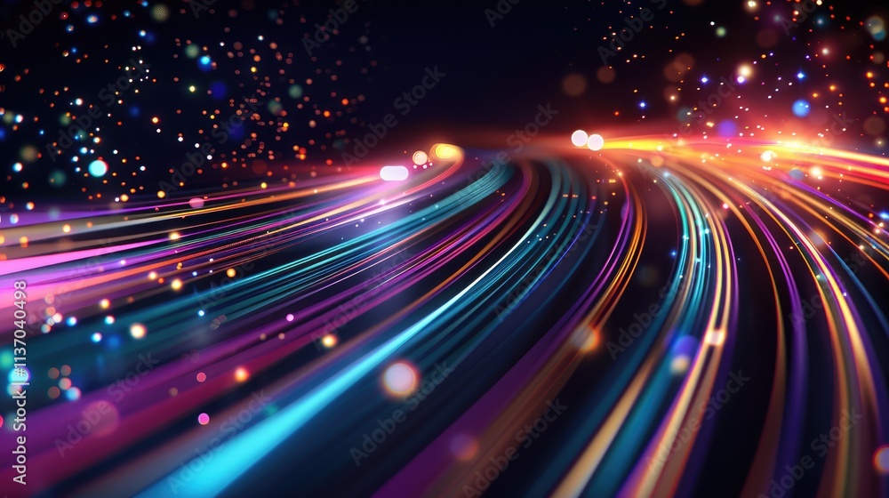 A vibrant abstract representation of flowing light trails and particles. A vibrant abstract representation of flowing light trails and particles.
