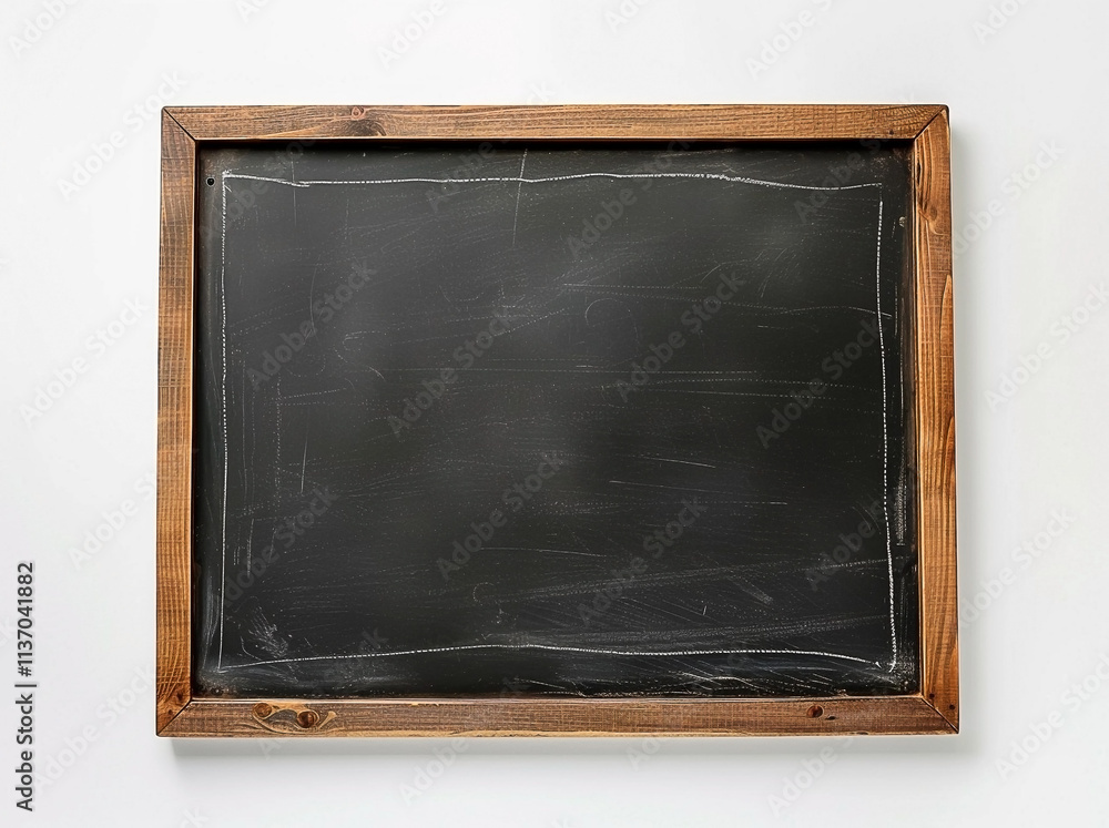 Blank Chalkboard with Wooden Frame on White Background Blank Chalkboard with Wooden Frame on White Background
