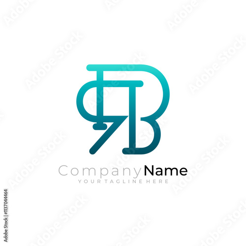 Letter R and B logo design combination, line style