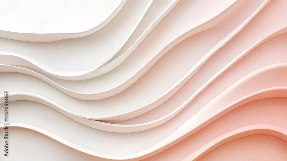 Abstract Wave Pattern in Soft Peach and White Hues Abstract Wave Pattern in Soft Peach and White Hues