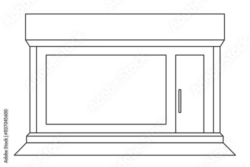 Classic style commercial storefront with copy space in the window line art vector