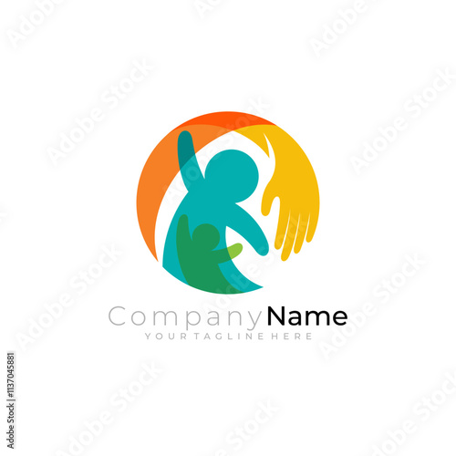 Charity design with circle, people care design logo template