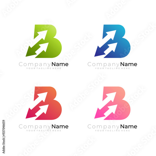 Set B logo and arrow design template, colorful style