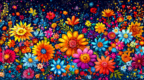 Vibrant floral banner.