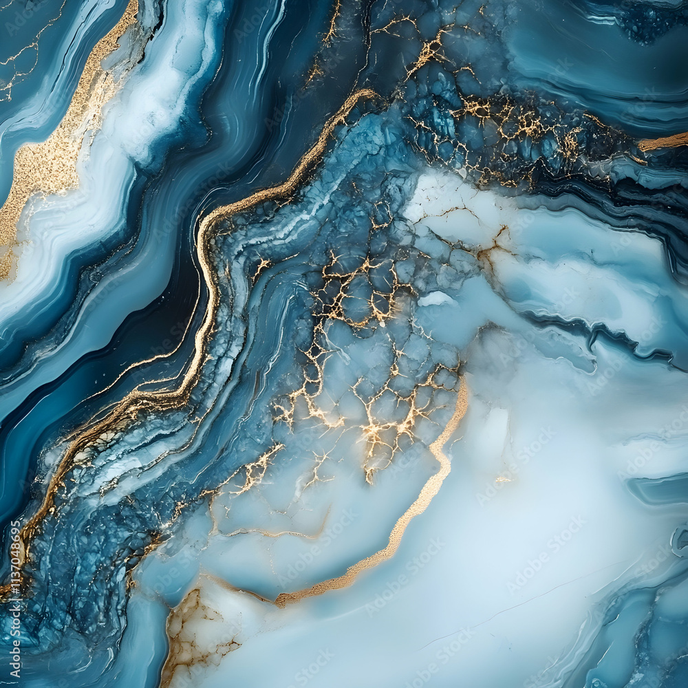 Abstract Blue and Gold Marble Texture Background Abstract Blue and Gold Marble Texture Background