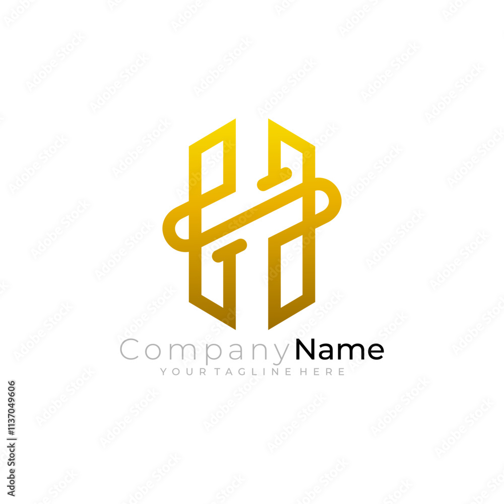 Obraz premium H logo and letter S design combination, line style design