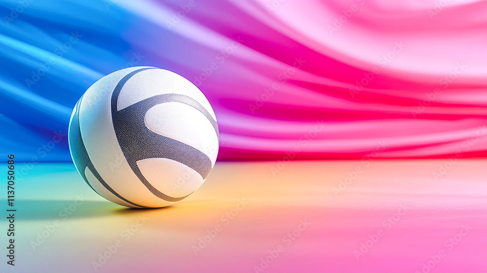 White sphere on colorful fabric. White sphere on colorful fabric.