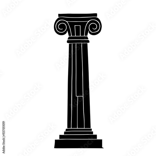 Black Djed Pillar Hieroglyph Illustration