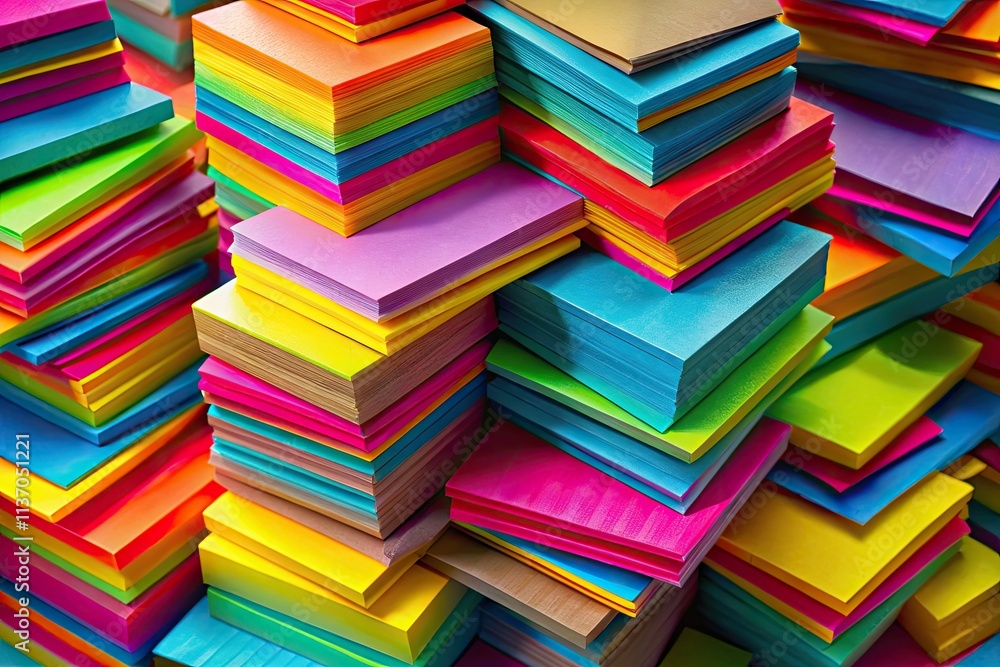 Exploding color! Close-up of vibrant, sticky notes, a surreal workspace explosion of organization. Exploding color! Close-up of vibrant, sticky notes, a surreal workspace explosion of organization.