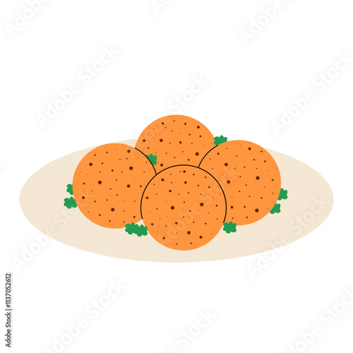 Arancini rice appetizer. Italian cuisine, food, dish. Vector illustration isolated on white background
