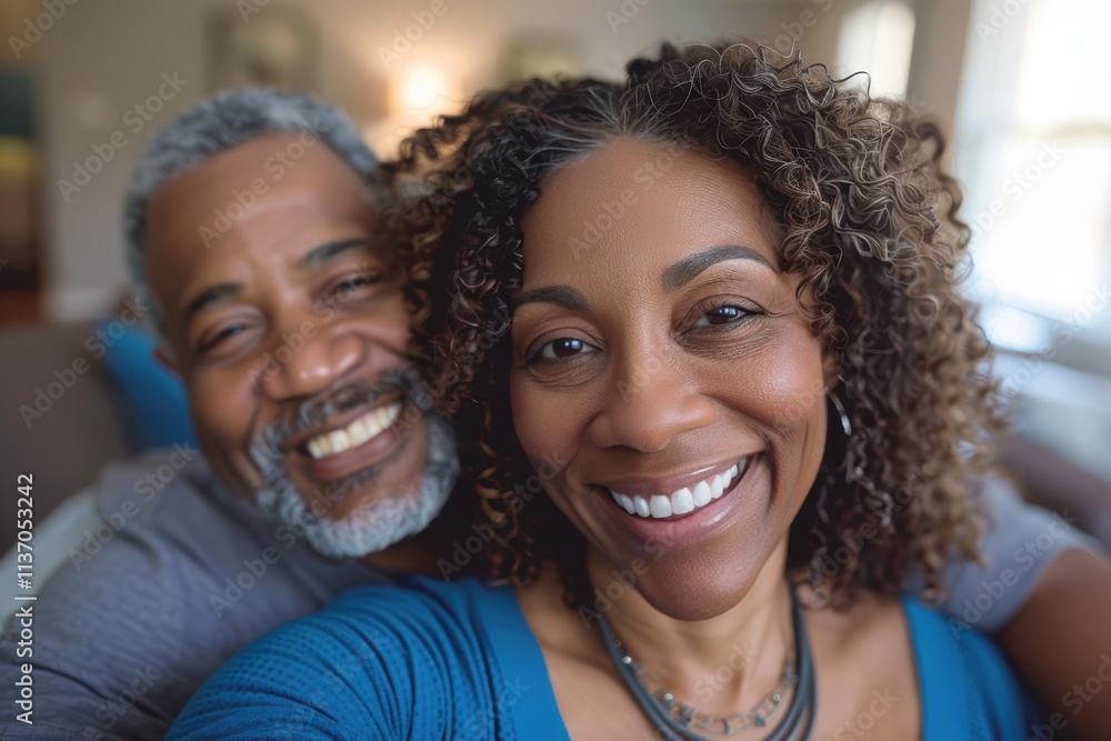 Joyful portrait of a couple enjoying quality time together at home, capturing a moment of love and bonding for social media or memories Joyful portrait of a couple enjoying quality time together at home, capturing a moment of love and bonding for social media or memories