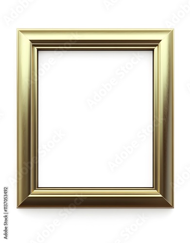 A simple, elegant gold picture frame with a blank interior, ready for artwork or photos.