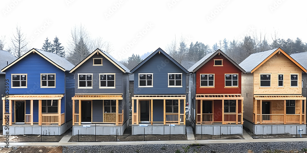 Four New Houses in a Row, Under Construction Four New Houses in a Row, Under Construction