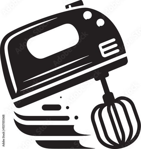 Hand Mixer Silhouette line art vector illustration on white background