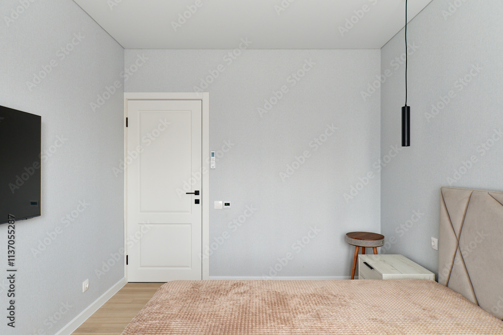 Fototapeta premium interior design. interior photography of an apartment for rent. One-room apartment with a simple and cozy design. High quality photo