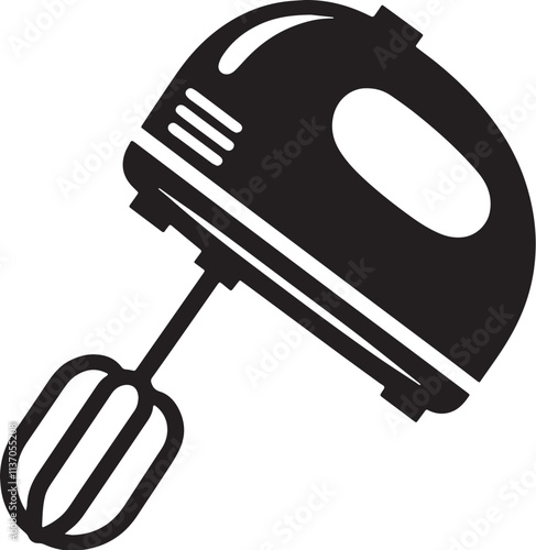 Hand Mixer Silhouette line art vector illustration on white background