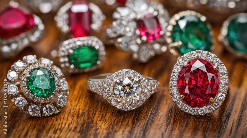 Stunning Collection of Colorful Gemstone Rings in Luxurious Setting Stunning Collection of Colorful Gemstone Rings in Luxurious Setting