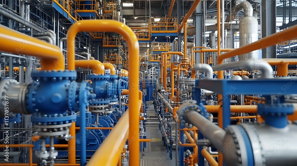 Industrial Plant: A Detailed View of Complex Piping Systems and Machinery Industrial Plant: A Detailed View of Complex Piping Systems and Machinery