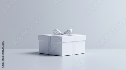 Minimalist gift box, clean lines, soft shadows, isolated on white background photo