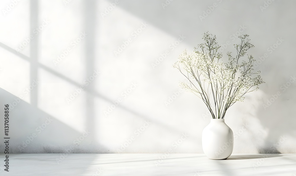 white vase with flowers on the table,generation AI white vase with flowers on the table,generation AI