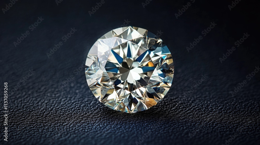 Stunning Round Cut Diamond with Brilliant Sparkle on Dark Background Stunning Round Cut Diamond with Brilliant Sparkle on Dark Background