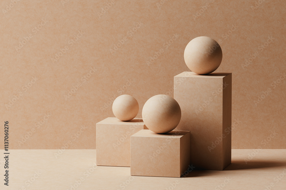 Elegant arrangement of geometric shapes in neutral tones Elegant arrangement of geometric shapes in neutral tones