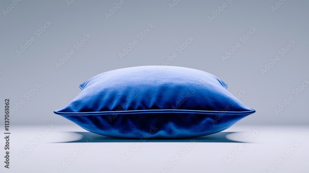 High-definition image of a deep blue throw pillow, perfectly aligned on a white background, showcasing premium craftsmanship High-definition image of a deep blue throw pillow, perfectly aligned on a white background, showcasing premium craftsmanship