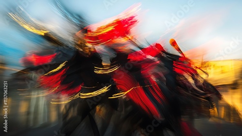 Wallpaper Mural Abstract Motion Blur Of Red And Black Figures Torontodigital.ca