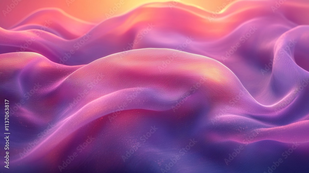 Abstract composition of glowing pink and purple fabric waves Abstract composition of glowing pink and purple fabric waves